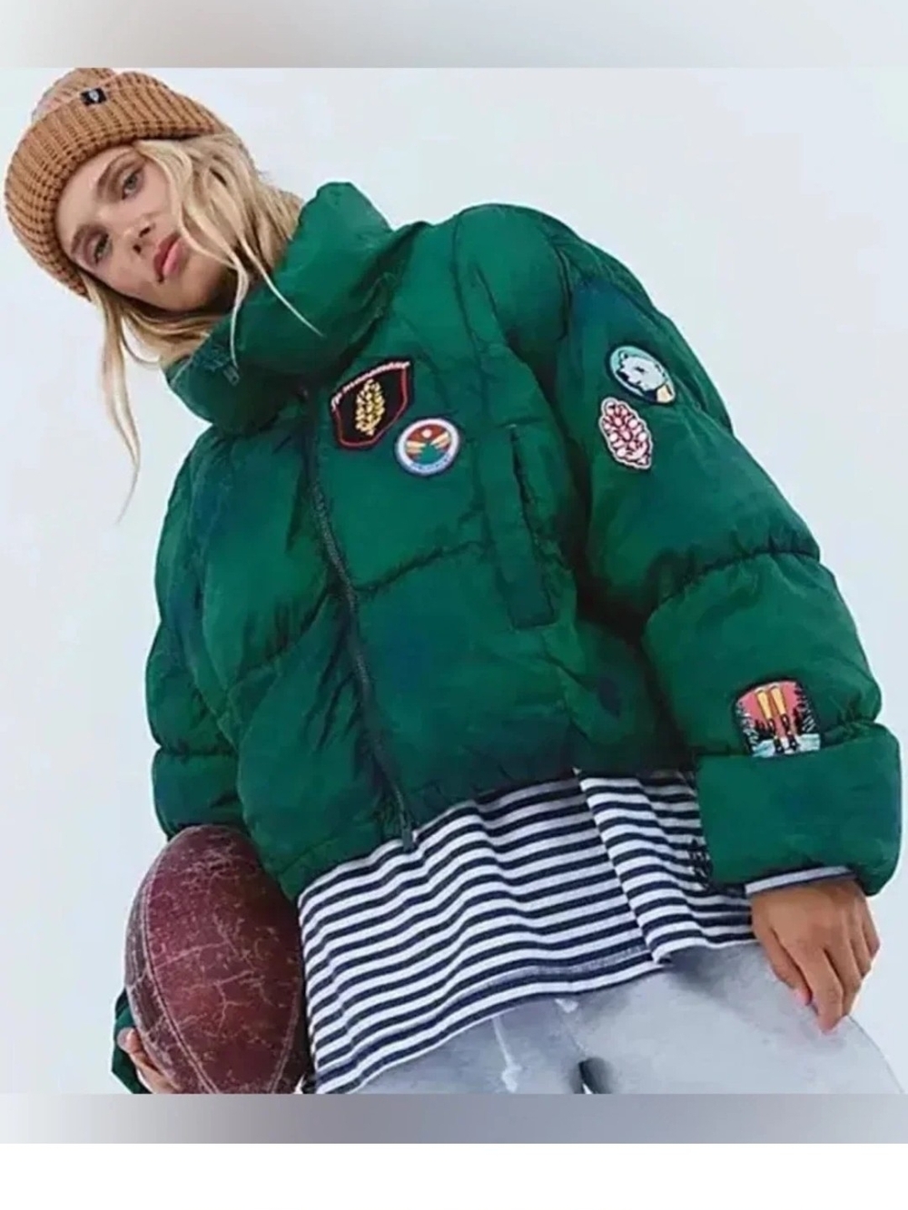 FP Movement In A Bubble Patch Puffer Jacket EverGreen Patch Combo Small Ski Club